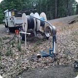 Well test: Spool trailer system with generator; 300 foot deep pump producing 20 gallons/minute.